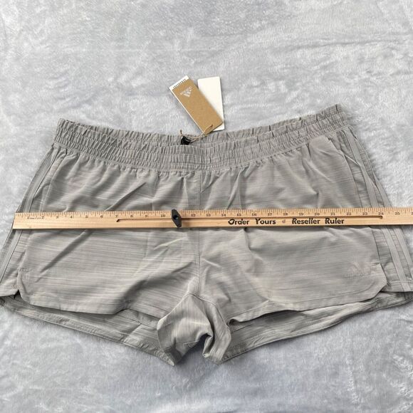 Adidas Shorts Women 2XL Heather Gray Three Stripe Woven Pacer Gym Running GT1185 - Picture 10 of 12